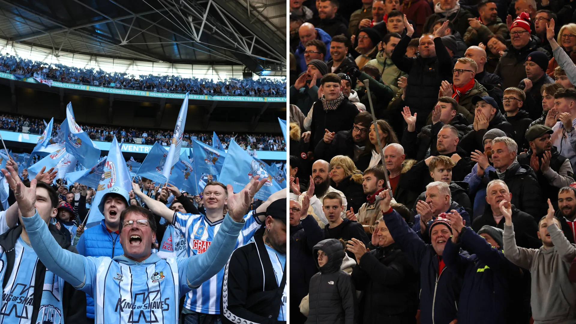 Cổ động viên Sunderland và Coventry City trên khán đài sân vận động
