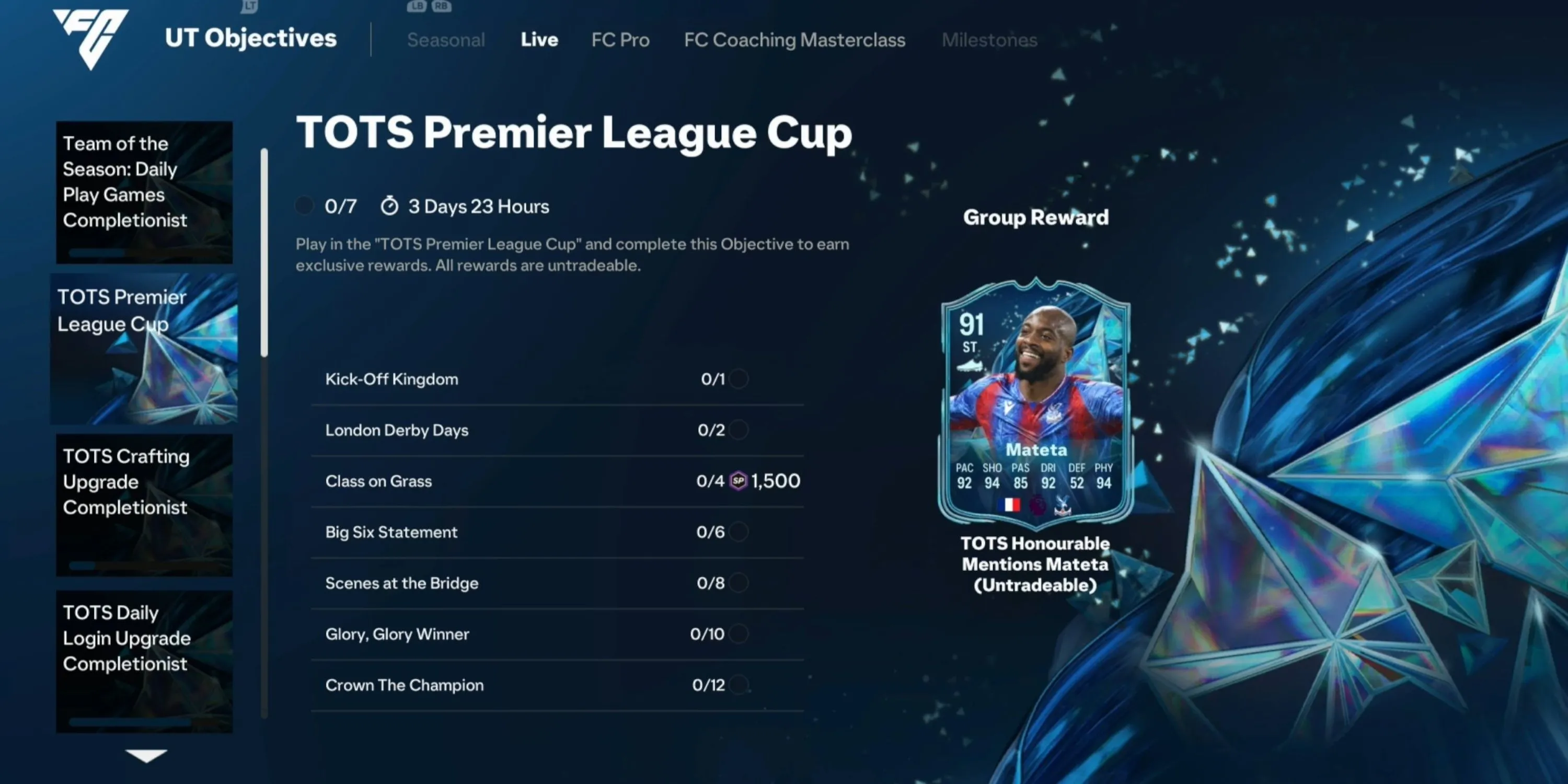 Tổng hợp các phần thưởng giá trị trong TOTS Premier League Cup của EA FC 25