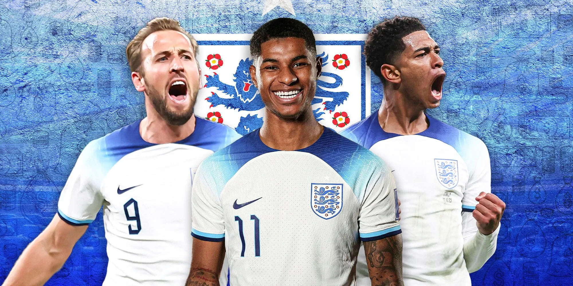 Harry Kane, Marcus Rashford và Jude Bellingham khoác áo đội tuyển Anh