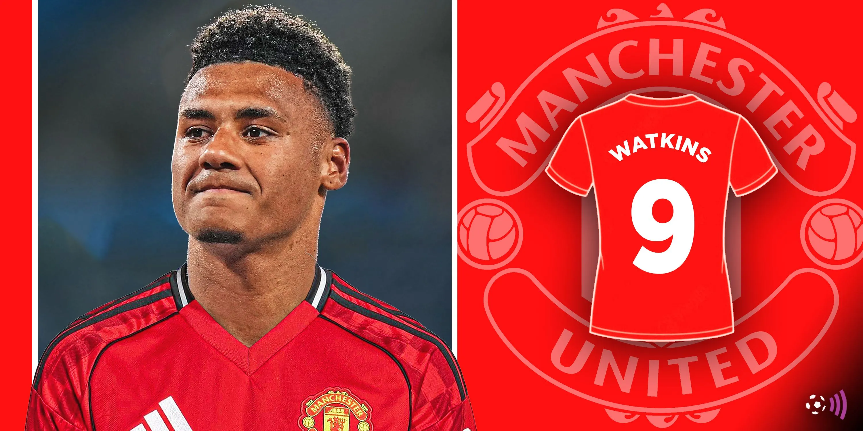 Ollie Watkins với chiếc áo đấu, tiền đạo Aston Villa được đồn đoán chuyển đến Manchester United