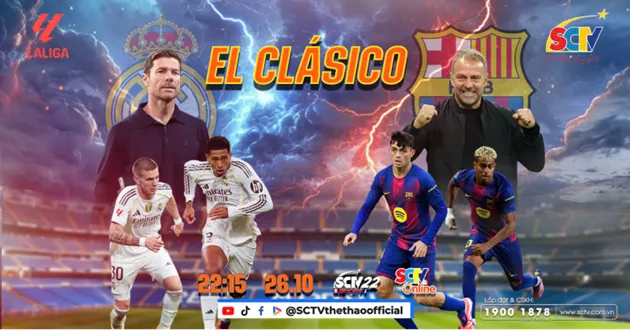 Cảnh đối đầu El Clásico giữa Real Madrid và Barcelona trên sân Santiago Bernabéu — biểu tượng derby LaLiga