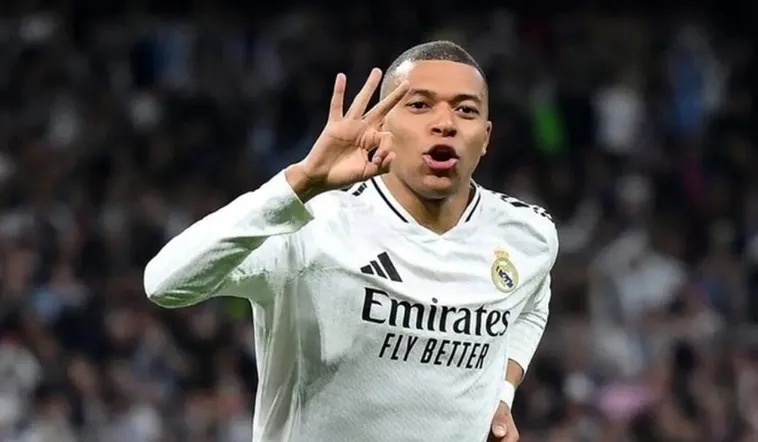 Kylian Mbappé trong pha dứt điểm quyết đoán, biểu tượng phong độ ấn tượng của Real Madrid mùa giải này